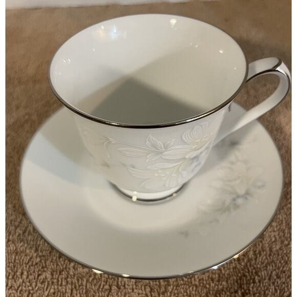 3 Noritake 3132 Cache Pot Footed Cup & Saucer Sets + 1 Cup Platinum Trim RARE - Picture 3 of 10
